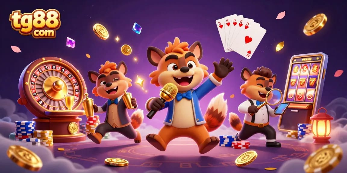 Experience fun at tg88 com with hyenas in a lively casino atmosphere featuring games and entertainment.