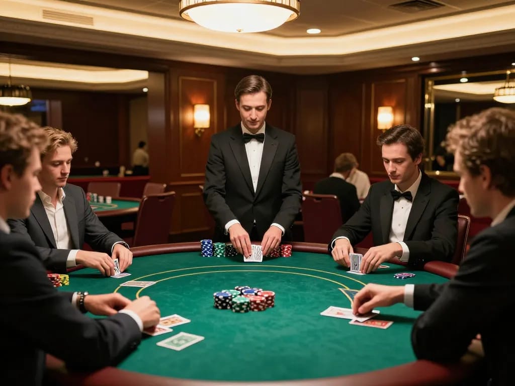 cm88 players enjoying intense poker action at a luxurious casino table with vibrant chips.