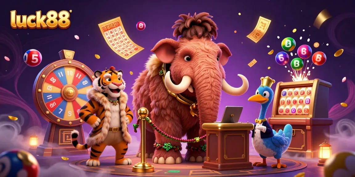 Experience the excitement of luck88 with a lively casino scene featuring enchanting characters and vibrant game elements.