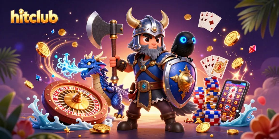 Hitclub spins a thrilling world of gameplay with dice rolling, card games, and jackpots in a vibrant casino atmosphere.