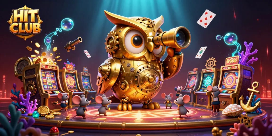 Engage with HIT CLUB's exhilarating casino action amid vibrant 3D visuals and dynamic gaming elements.