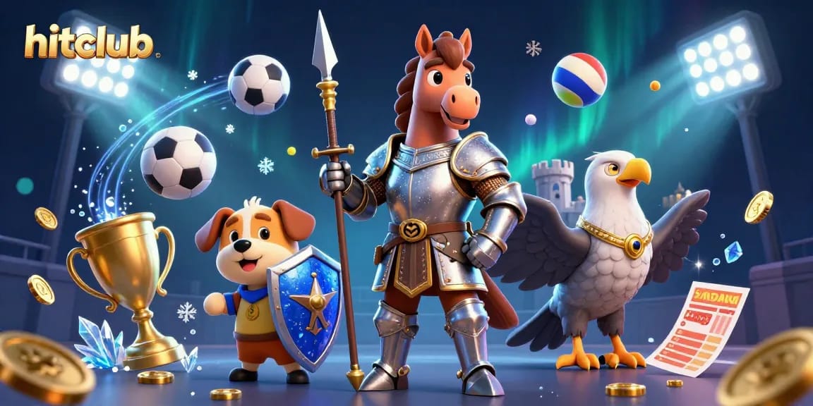 Join the hitclub adventure with a knight, puppy, and falcon amid thrilling gaming elements.