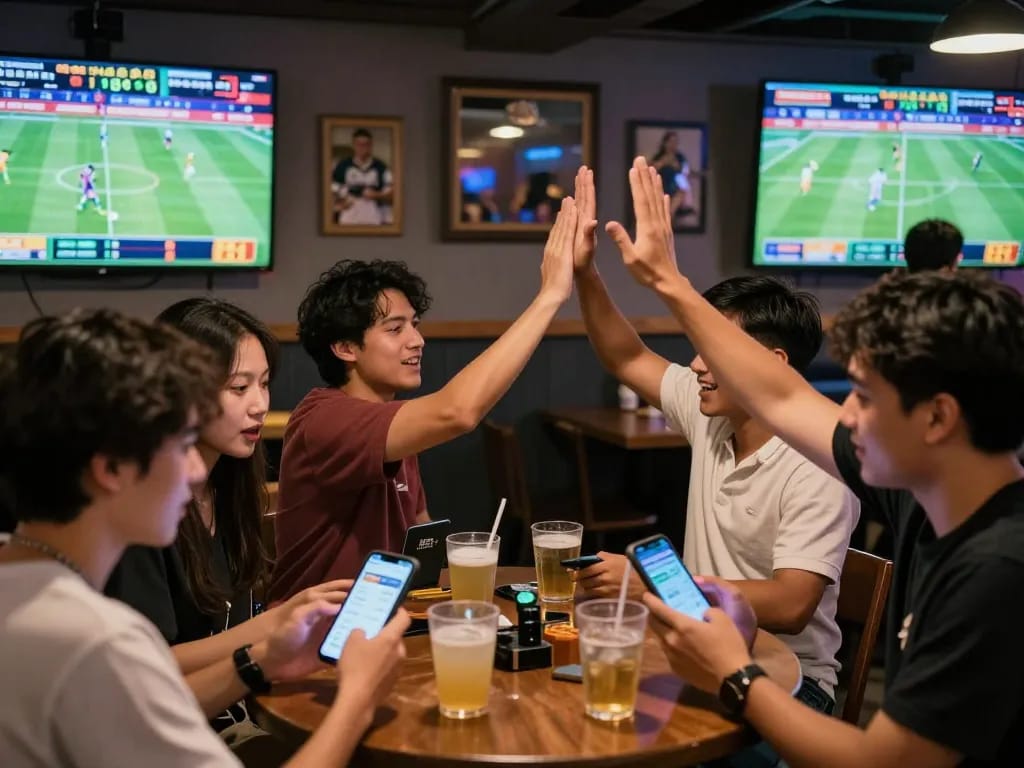 Experience the thrill of Thể thao vu88 betting in a lively sports lounge with passionate fans.