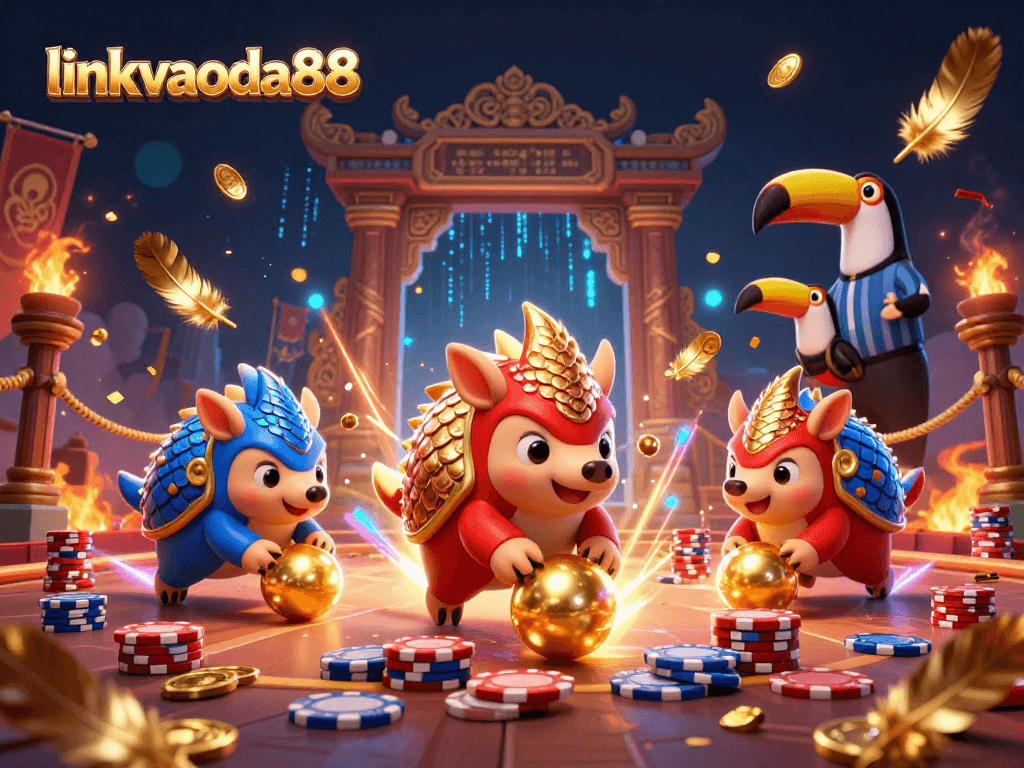 Experience the excitement of linkvaoda88 with rival pangolins in a vibrant casino scene.