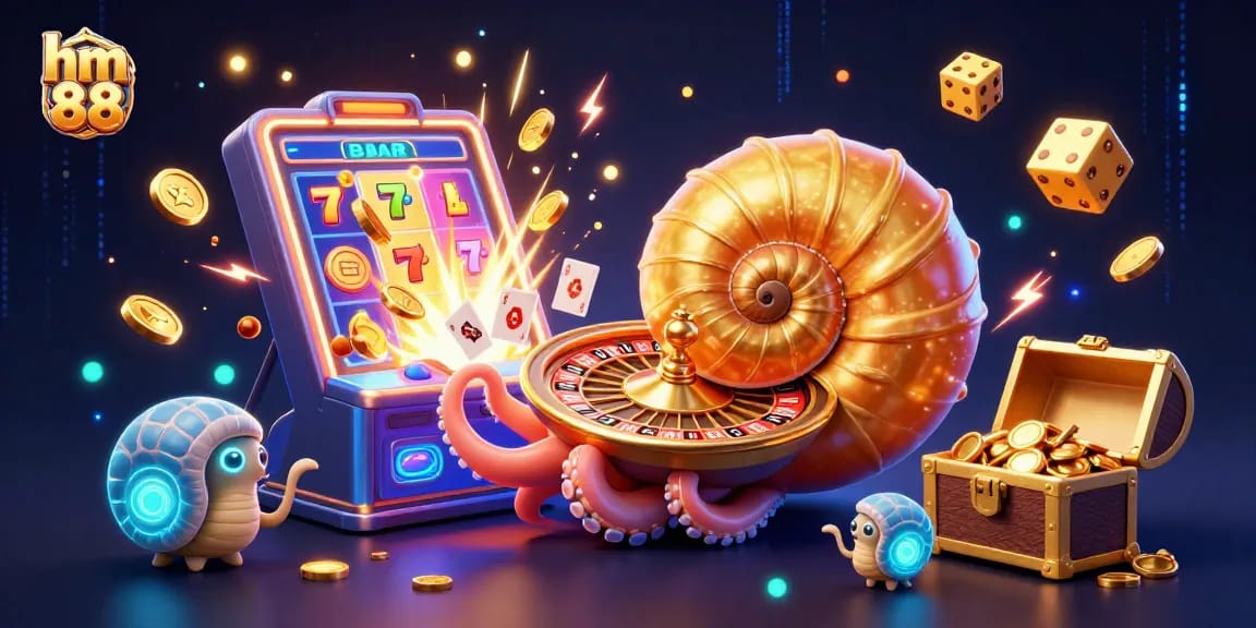 Experience excitement at hm 88 with a thrilling 3D casino scene featuring games and jackpots.