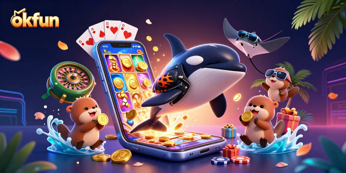 okfun features vibrant gambling action with an orca, stingray, and otters playing together in a casino theme