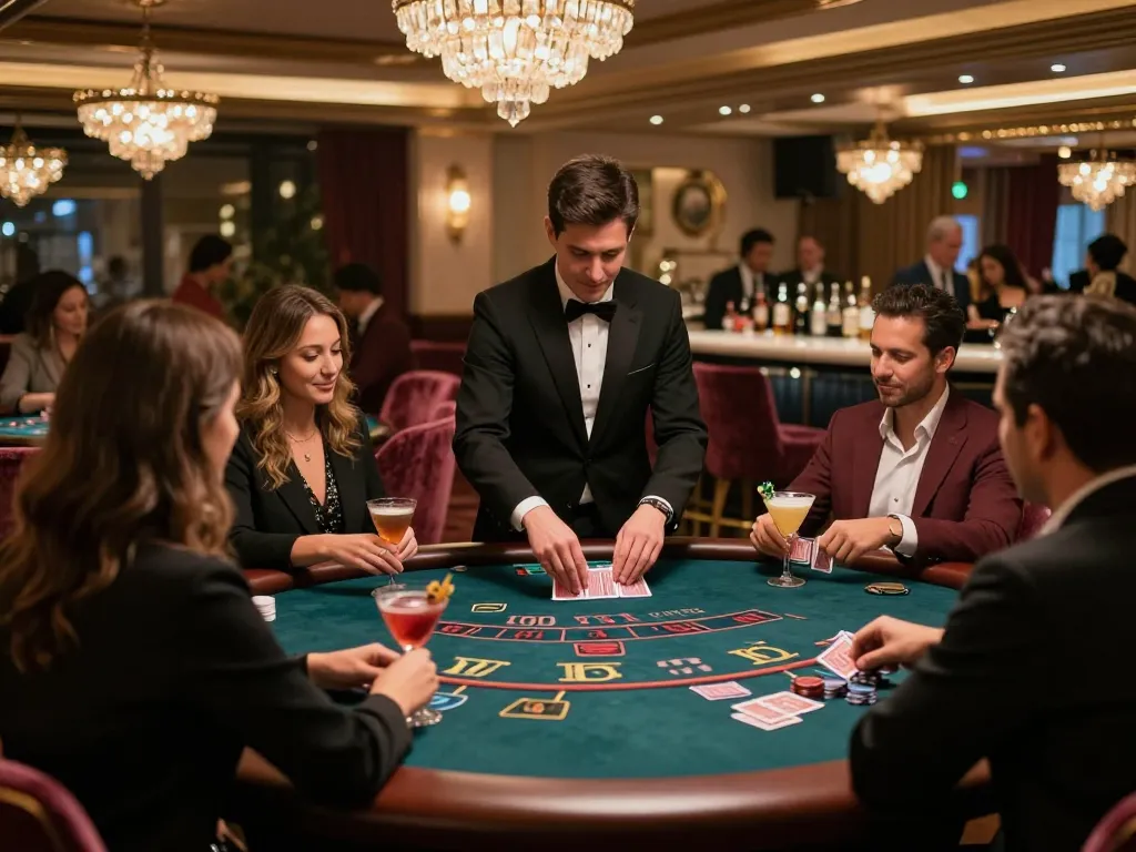 Engaged players enjoying blackjack at debet23 casino while discussing expert strategies