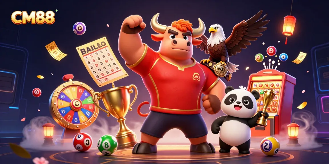 Experience exciting wins with CM88's dynamic gaming scene featuring vibrant lottery elements.