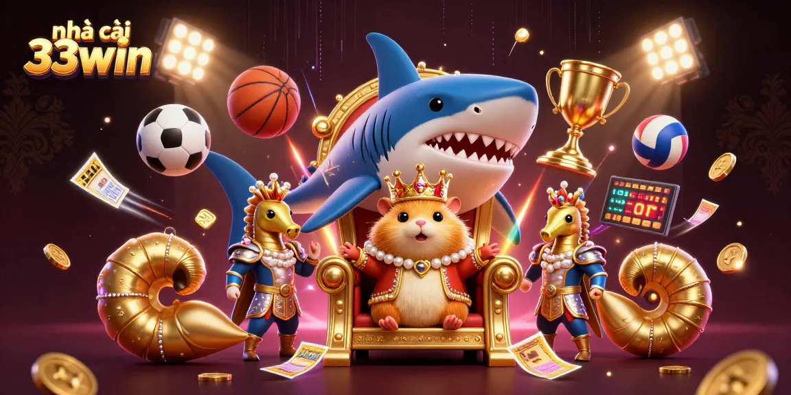 Bet on thrilling moments with nhà cái 33win, featuring a fierce hamster king and dynamic sports elements.