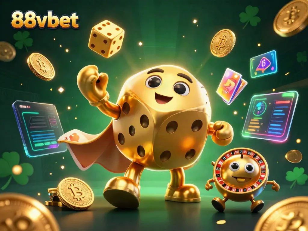 Experience thrilling gaming with 88vbet's golden dice golem and crypto elements.