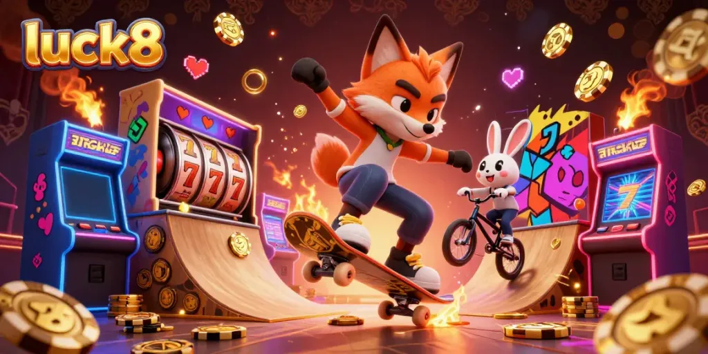 Experience thrilling gameplay at luck8 with colorful casino elements and energetic characters.