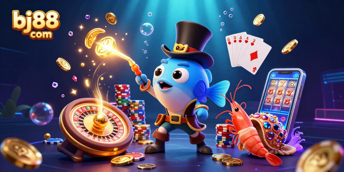 Spin and Win at bj88 com with thrilling underwater casino characters and golden treasures.