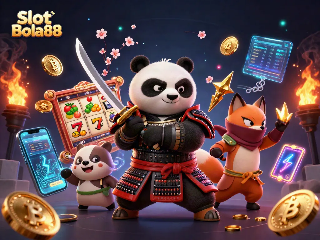 Engage in thrilling Slot Bola88 gameplay with vibrant characters and dynamic elements.