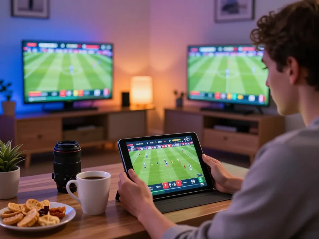 Engaging in truc tiep bong da betting strategy during live soccer matches, showcasing excitement and analytics.
