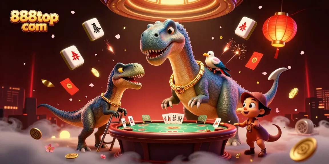Engage in excitement at 888top com with a 3D casino scene featuring vibrant characters and dynamic gaming elements.