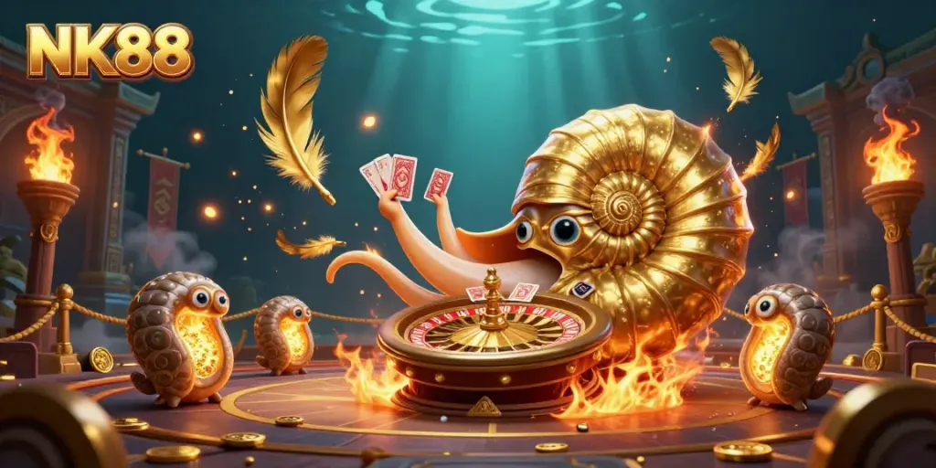 Engage with thrilling gameplay at NK88, featuring a dazzling underwater casino scene.