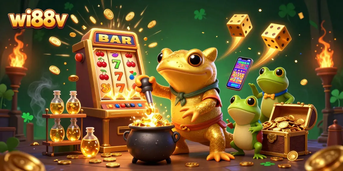 Experience thrilling wins at wi88v with golden coins bursting from a magical slot machine
