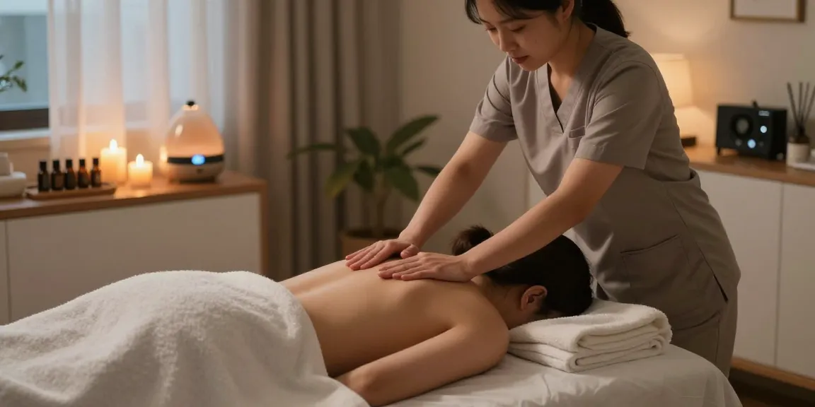 노원출장마사지 service in calming home atmosphere with professional therapist providing care.