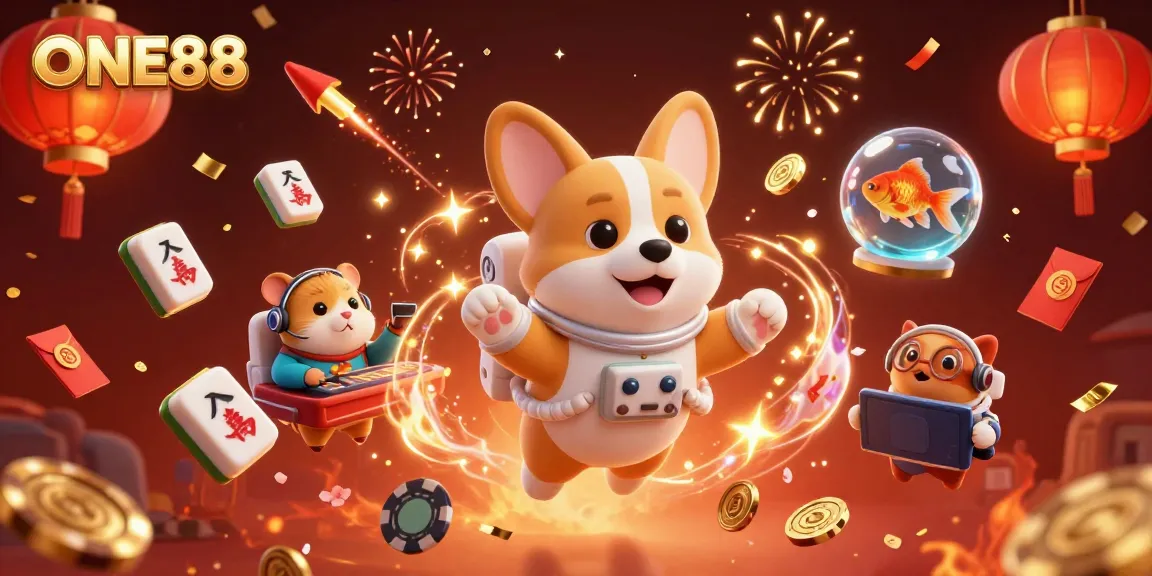 Engage with the vibrant ONE88 casino universe in a dynamic scene full of excitement and joy.