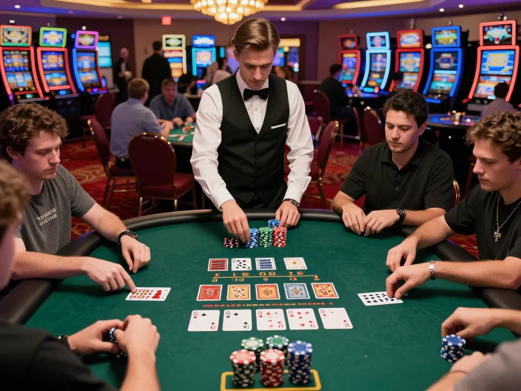 Experience intense blackjack action at five88 casino with players strategizing their bets