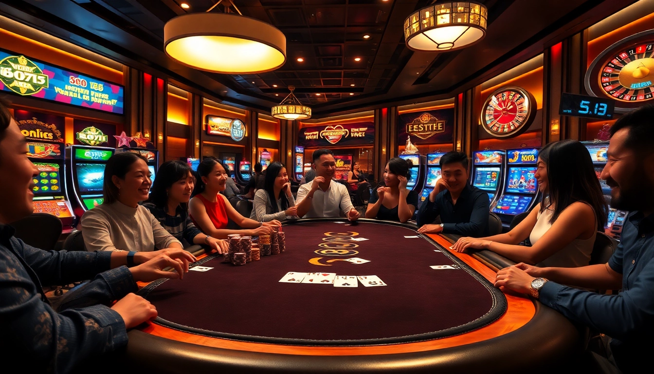 Experience the thrill of the U88 casino, featuring vibrant gaming tables and excited players.