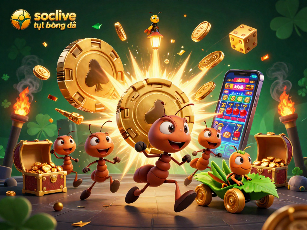 Experience thrilling socolive trực tiếp bóng đá action with a whimsical heist by ants amidst fabulous casino elements.