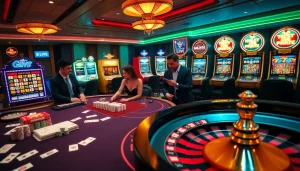Experience the thrill of casino gaming at 8LIVE with vibrant tables and slot machines.