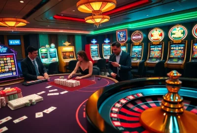 Experience the thrill of casino gaming at 8LIVE with vibrant tables and slot machines.