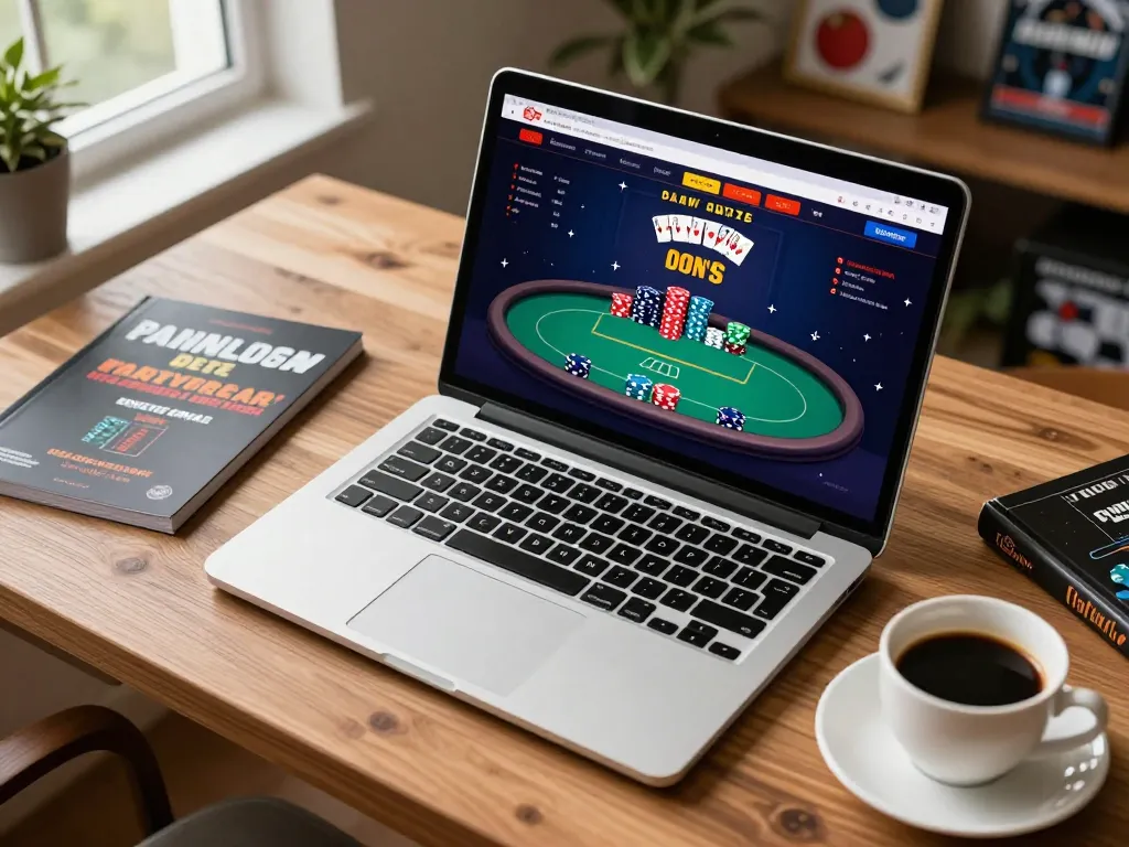 Experience exciting poker gameplay on five88bc through a laptop's vibrant interface in a cozy setting