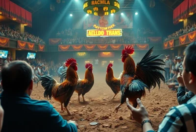 Exciting live cockfighting action featured in đá gà trực tiếp with dynamic match visuals and engaged audience.