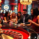 Experience the excitement of casino gaming at Luck8 with vibrant tables and engaging players.