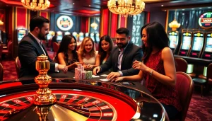 Experience the excitement of casino gaming at Luck8 with vibrant tables and engaging players.