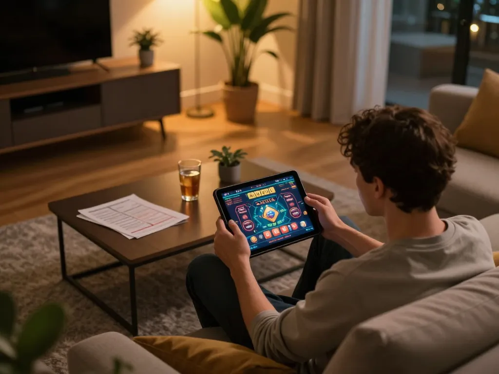 Engagera sig med ett online casino med svensk licens på surfplatta i en mysig hemmamiljö