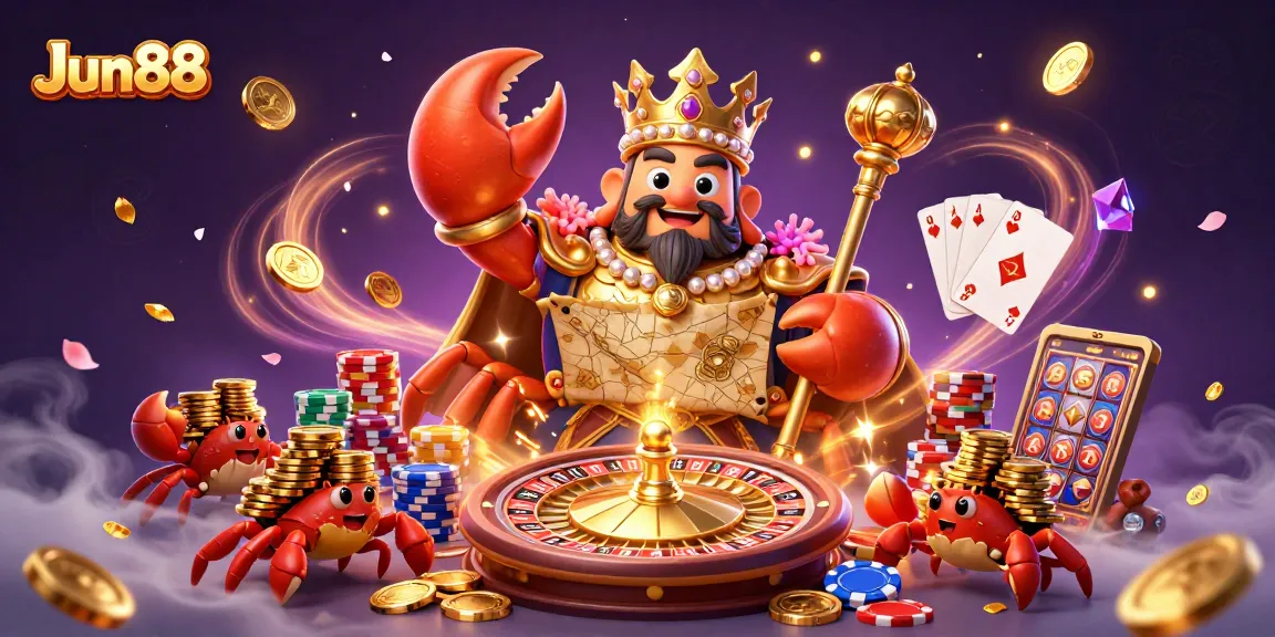 Engage with Jun88 by winning big with a royal crab emperor in a vibrant casino world.