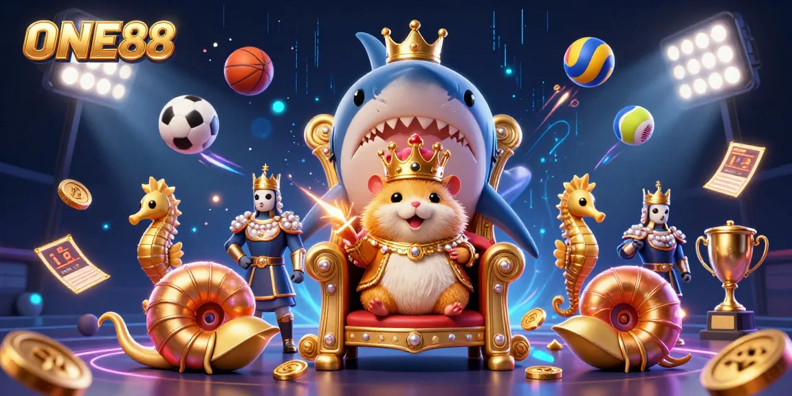 Experience the exciting promotions at ONE88 with a dynamic 3D casino illustration showcasing thrilling gaming elements.