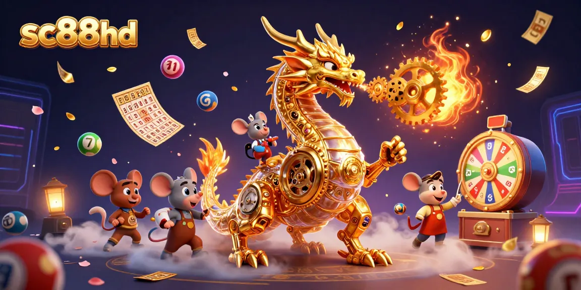 Experience thrilling action with sc88hd in this vibrant 3D casino scene filled with lottery excitement.